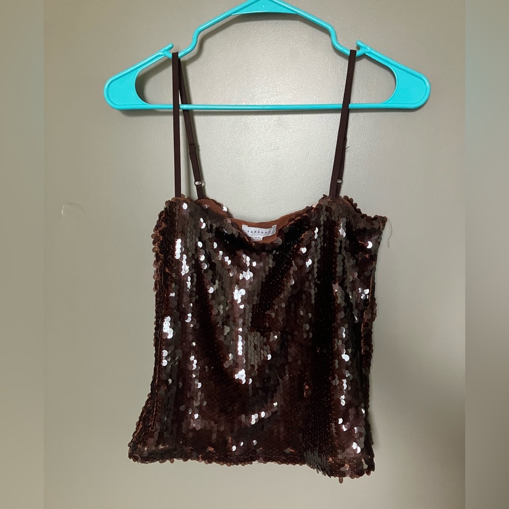 Topshop sequin crop tank top